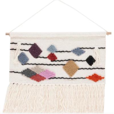 Sedona Gleenda Woven Wall Art - Boho-Chic Design in Ivory & Black Wool for Stylish Home Décor - 2'8" x 2'