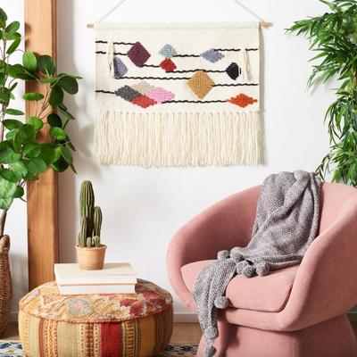 Sedona Gleenda Woven Wall Art - Boho-Chic Design in Ivory & Black Wool for Stylish Home Décor - 2'8" x 2'