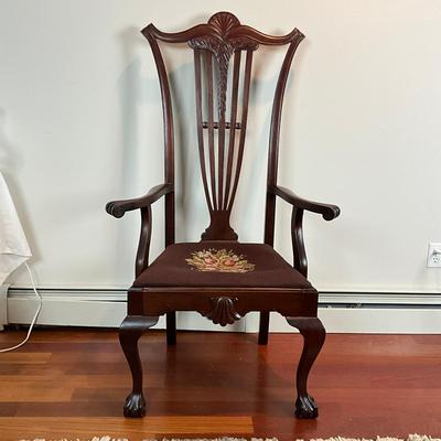 L457 Antique Tall Back Chippendale Arm Chair