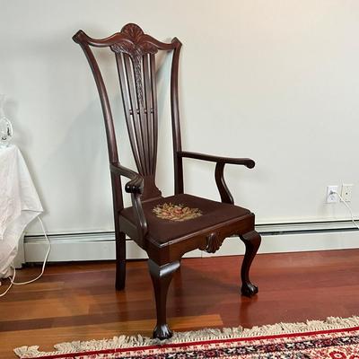 L457 Antique Tall Back Chippendale Arm Chair