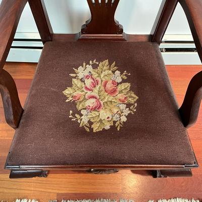L457 Antique Tall Back Chippendale Arm Chair