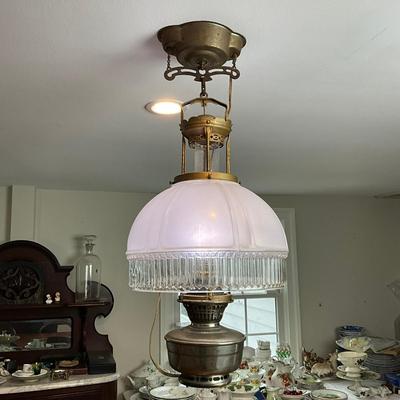 DR464 Antique Model 12 Aladdin Oil Lamp Converted Chandelier