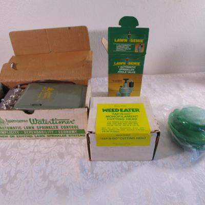 Auto sprinkler timer, new auto sprinkler angle valve, new weed eater heads