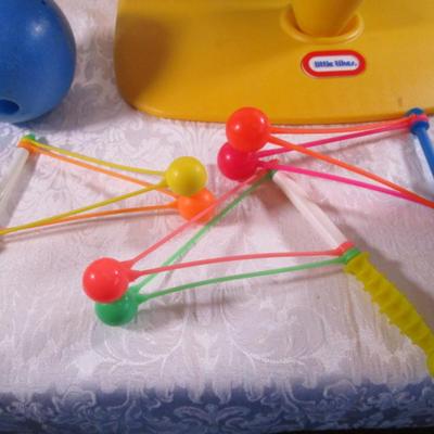 Child's Bowling game, horseshoes, & clackers
