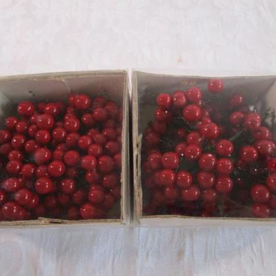 New in pkgs. 2 boxes craft berry stems, 1 pkg of 108 foam snowflakes