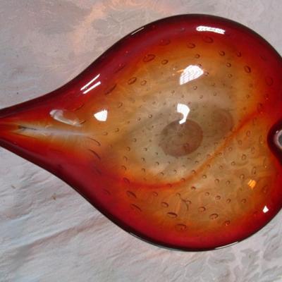 Murano Art glass dish, shaped like a strawberry half