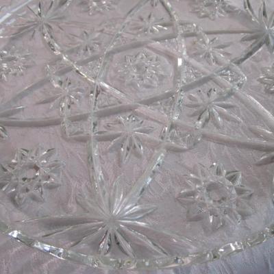Anchor Hock 13-1/2" round cut-glass serving tray