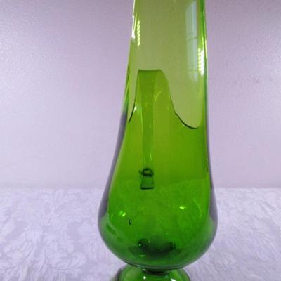 Le Smith Swung green glass footed pitcher