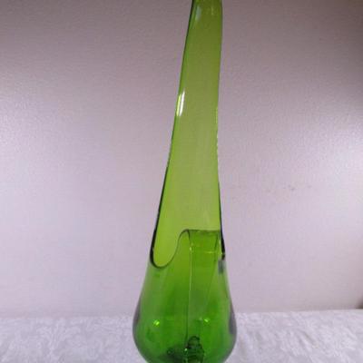 Le Smith Swung green glass footed pitcher