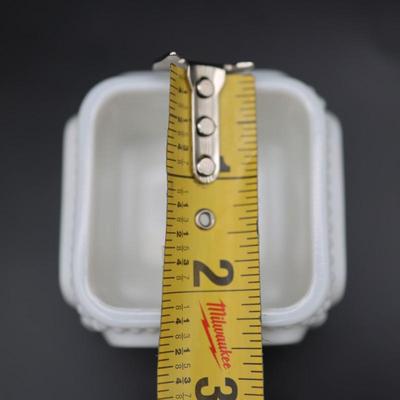 Vintage Westmoreland Milk Glass Trinket Box Square Footed with Roses