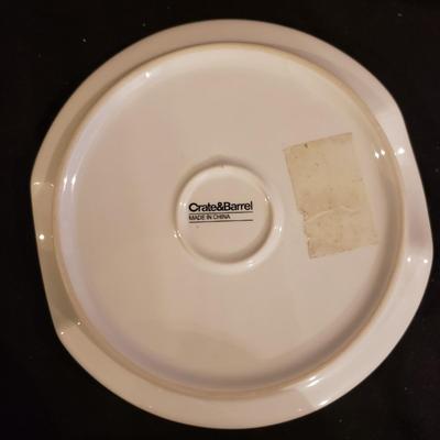 White Bowls, Brie Bakeware, Round Woven Basket-Crate & Barrel (K-RG)