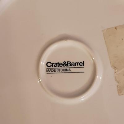 White Bowls, Brie Bakeware, Round Woven Basket-Crate & Barrel (K-RG)