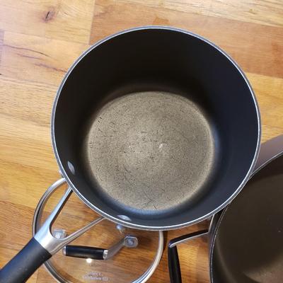 Eight Piece Calphalon, All-Clad and NSF Pots and Pans (K-KD)
