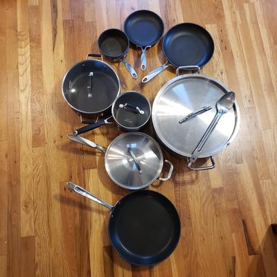 Eight Piece Calphalon, All-Clad and NSF Pots and Pans (K-KD)