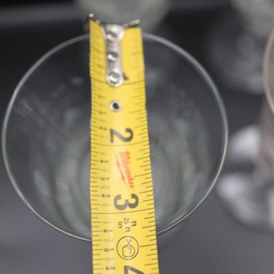 Six Etched Glass Stemmed Glasses