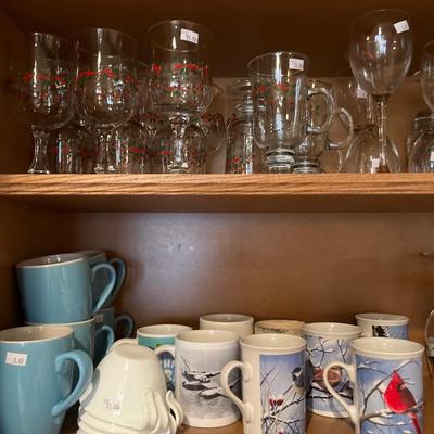 Christmas Glasses, Bird Cups, Grape Decor