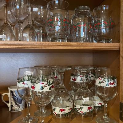Christmas Glasses, Bird Cups, Grape Decor