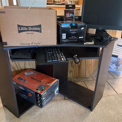Computer Desk, Monitor & keyboards