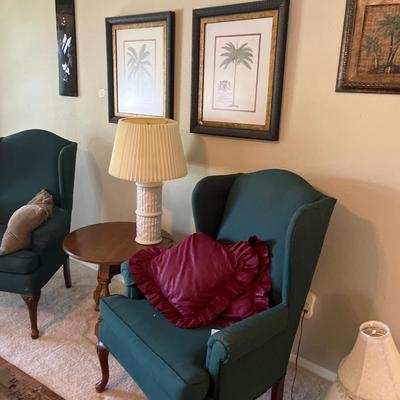 Wingback Chairs, table, Pictures, Rug