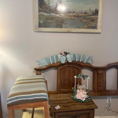 King Headboard Nightstand, Stool, Box