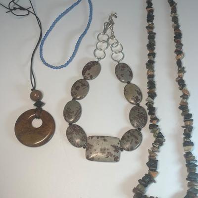 Stone, wood & bead necklaces