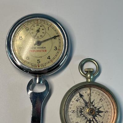 Vintage Leedawl compass & New Haven Pedometer