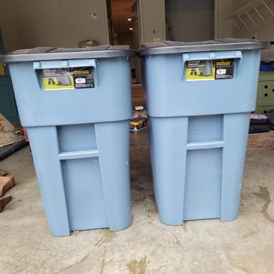Two Rolling Rubbermaid Trash Bins (G-EL)