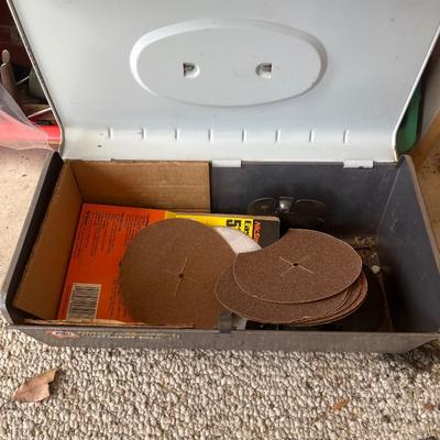 Misc. tools, carpet piece and lawn sprinler