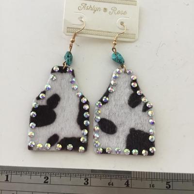 Ashlyn and rose cow print dangle earrings