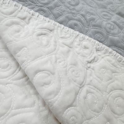 Ivory & Dove Gray 50" x 60" Ultra Soft Stitched Quilted Throw Blanket in Polyester w/Cotton Poly Fill