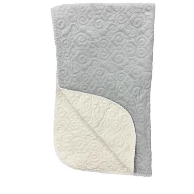 Ivory & Dove Gray 50" x 60" Ultra Soft Stitched Quilted Throw Blanket in Polyester w/Cotton Poly Fill
