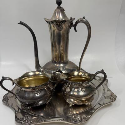 Antique Forbes Silver Company Quadruple Tea Set Silver Plate 4 Pieces