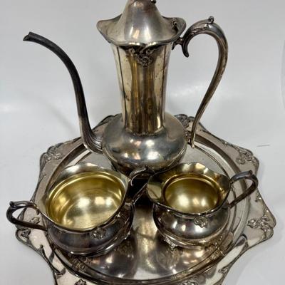 Antique Forbes Silver Company Quadruple Tea Set Silver Plate 4 Pieces