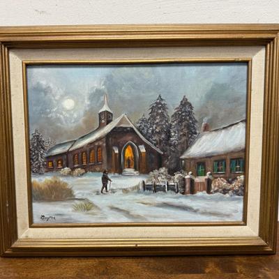 Framed Oil on Canvas Painting: Copy of Baetens "Winter Calm"