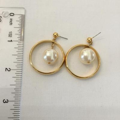 Cute gold tone faux pearl earrings
