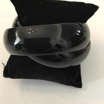 Vintage, metal jet, black bangle, bracelets