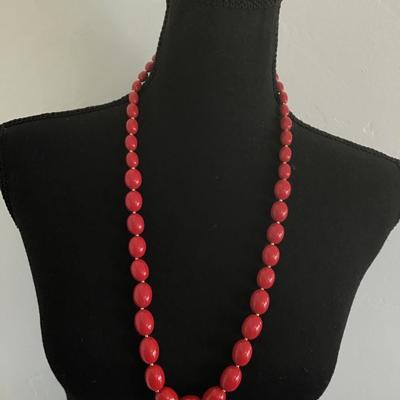 Faux red beaded necklace with spacers
