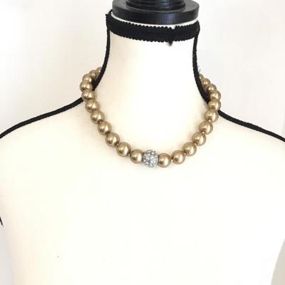 Nice heavy chunky shimmery, gold beaded statement, necklace