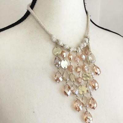 Beautiful glass and crystal gold toned beaded statement necklace