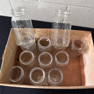 Assorted glass canning jars (12)