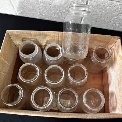 Assorted glass canning jars (12)