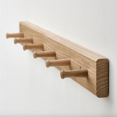 IKEA HÖVOLM Oak Wood Rack w/6 Knobs - Entryway Decor - Home Decorations - 22.5" x 2" x 2"