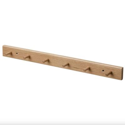 IKEA HÖVOLM Oak Wood Rack w/6 Knobs - Entryway Decor - Home Decorations - 22.5" x 2" x 2"