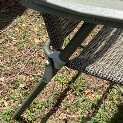 LOT 5S: Outdoor Patio Table w/ Folding Chairs & Umbrella Stand