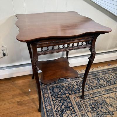 LOT 10X: Vintage 2 Tier Carved Side Table