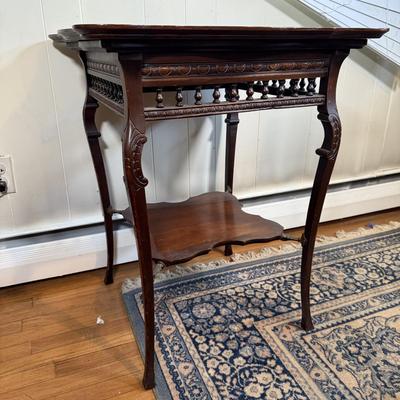 LOT 10X: Vintage 2 Tier Carved Side Table