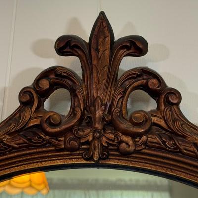 LOT 11X: Vintage Hand Carved Ornate Wooden Framed Mirror