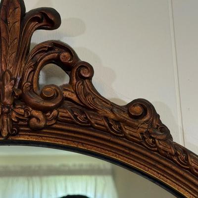 LOT 11X: Vintage Hand Carved Ornate Wooden Framed Mirror