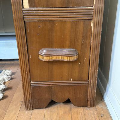 LOT 13X: Vintage Vanity w/ Circle Mirror & Bench