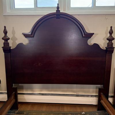 LOT 14X: Vintage Wooden Headboard, Footboard & Rails